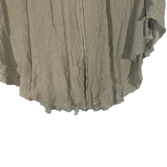 Free People Intimately Olive Gauze Distressed Scoop Neck Shirt Women Sz L - Picture 3 of 9